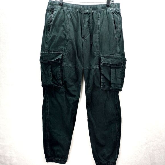 Abercrombie & Fitch Cargo Pants Men L Black Paratrooper Utility Gorpcore Joggers - Picture 1 of 13